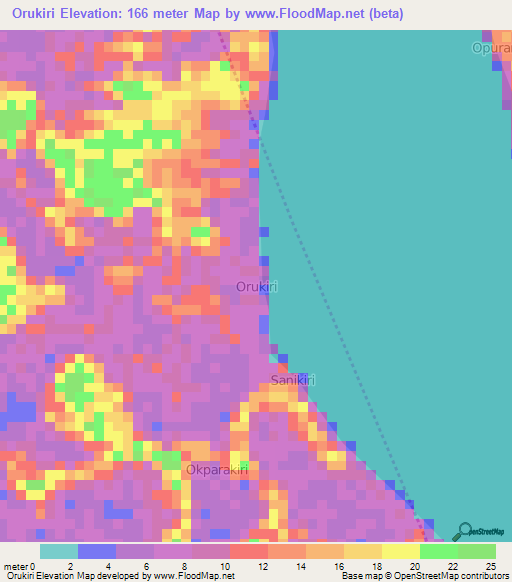 Orukiri,Nigeria Elevation Map