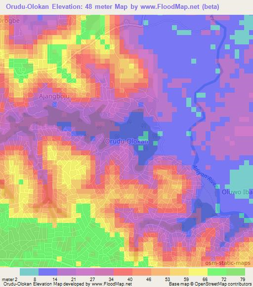 Orudu-Olokan,Nigeria Elevation Map