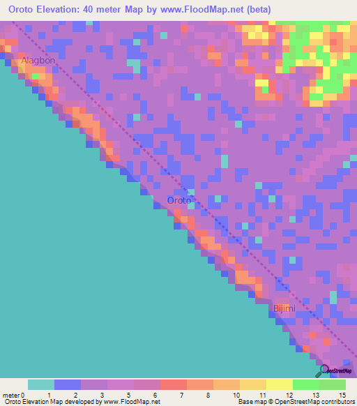 Oroto,Nigeria Elevation Map