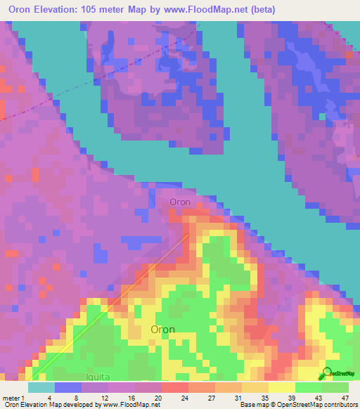 Oron,Nigeria Elevation Map