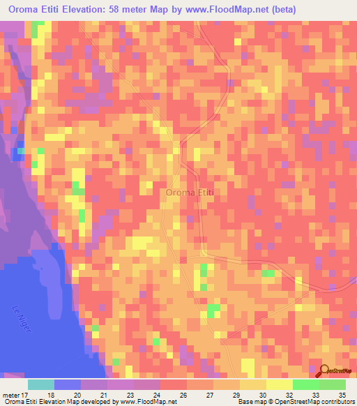 Oroma Etiti,Nigeria Elevation Map