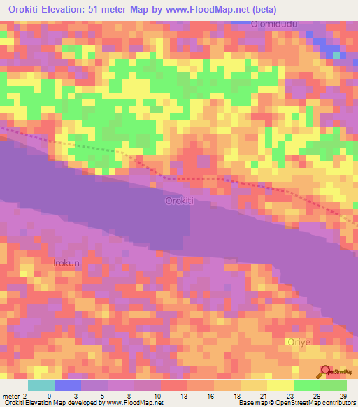 Orokiti,Nigeria Elevation Map