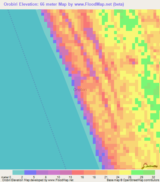 Orobiri,Nigeria Elevation Map