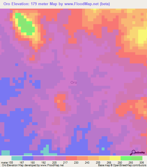 Oro,Nigeria Elevation Map