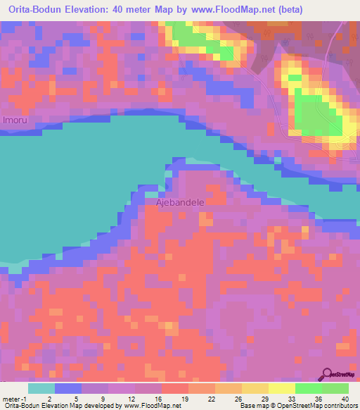 Orita-Bodun,Nigeria Elevation Map