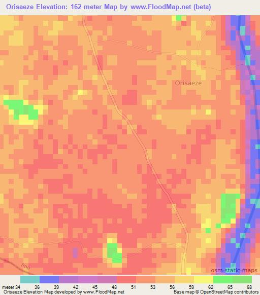 Orisaeze,Nigeria Elevation Map