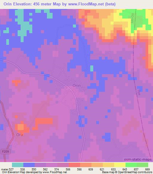 Orin,Nigeria Elevation Map