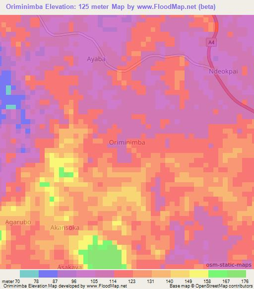 Oriminimba,Nigeria Elevation Map