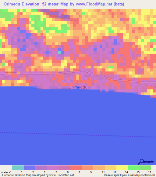 Orimedu,Nigeria Elevation Map