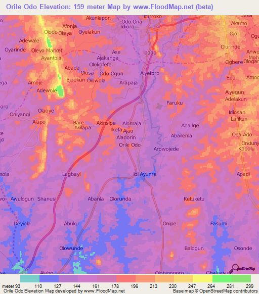 Orile Odo,Nigeria Elevation Map