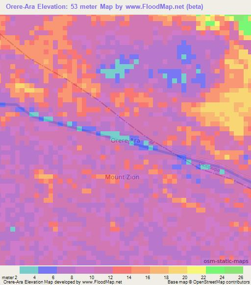 Orere-Ara,Nigeria Elevation Map