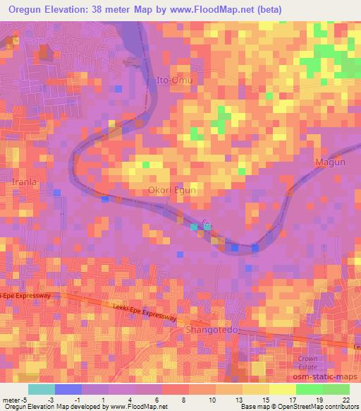 Oregun,Nigeria Elevation Map