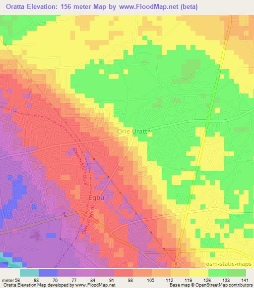 Oratta,Nigeria Elevation Map