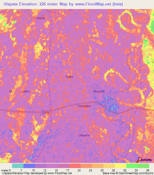 Ulapata,Nigeria Elevation Map