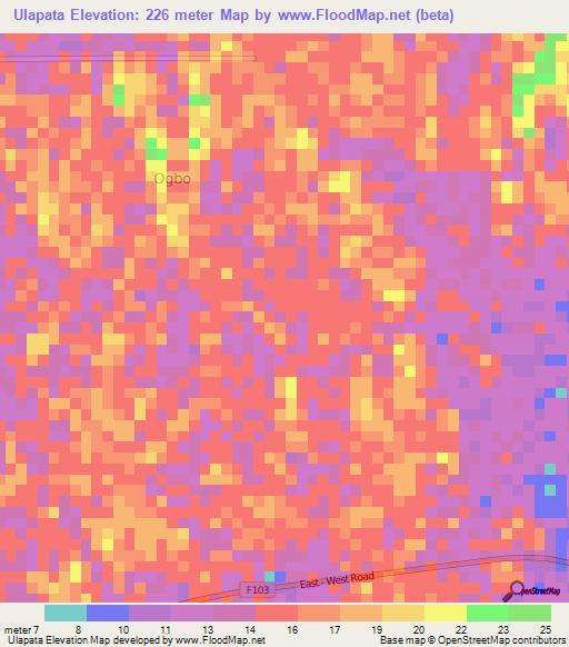 Ulapata,Nigeria Elevation Map