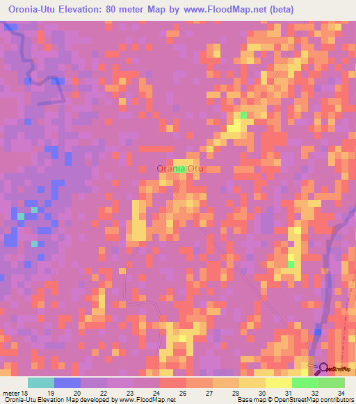 Oronia-Utu,Nigeria Elevation Map