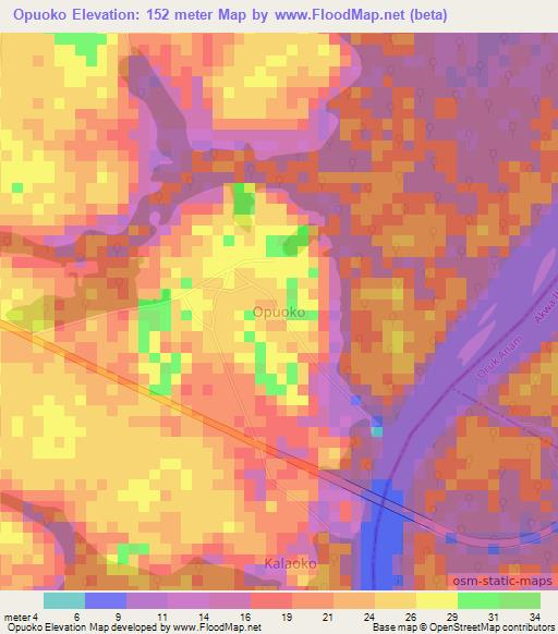 Opuoko,Nigeria Elevation Map