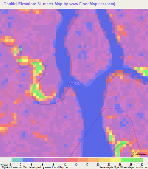 Opukiri,Nigeria Elevation Map