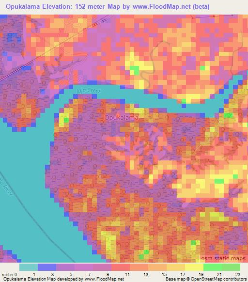 Opukalama,Nigeria Elevation Map