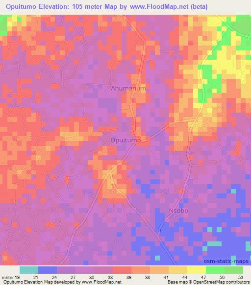 Opuitumo,Nigeria Elevation Map