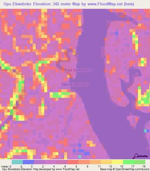 Opu Ekweboko,Nigeria Elevation Map