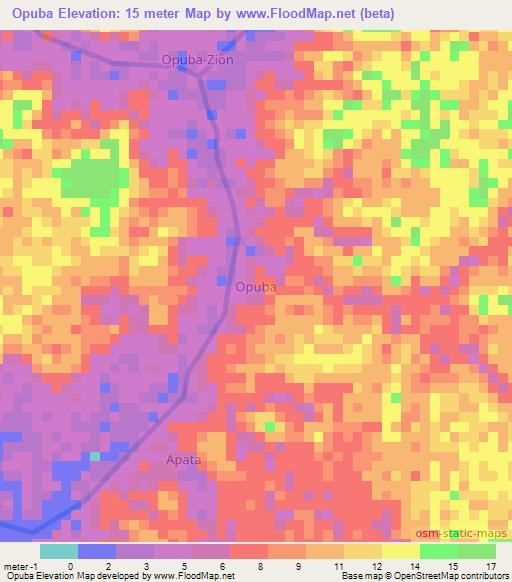 Opuba,Nigeria Elevation Map