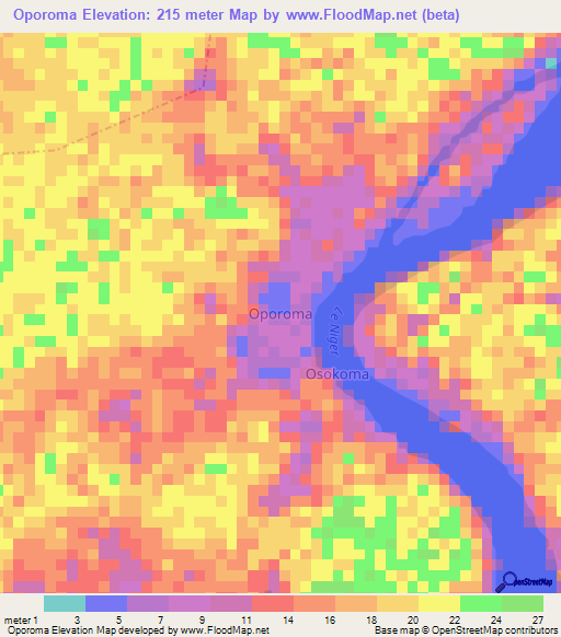 Oporoma,Nigeria Elevation Map