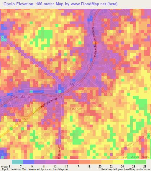 Opolo,Nigeria Elevation Map