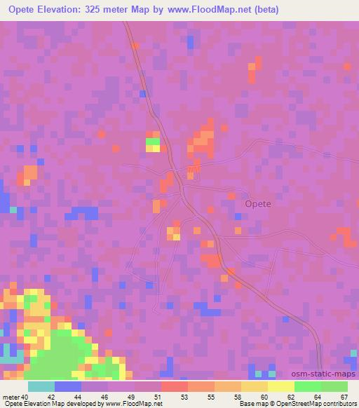 Opete,Nigeria Elevation Map