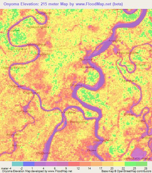 Onyoma,Nigeria Elevation Map