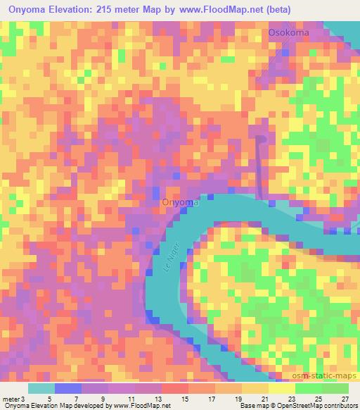 Onyoma,Nigeria Elevation Map