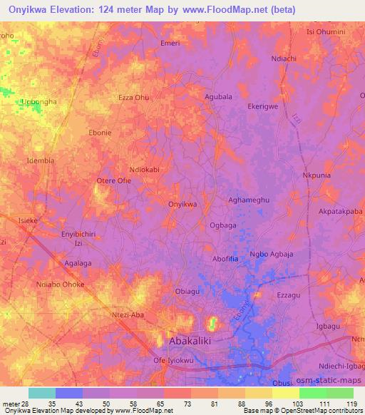 Onyikwa,Nigeria Elevation Map