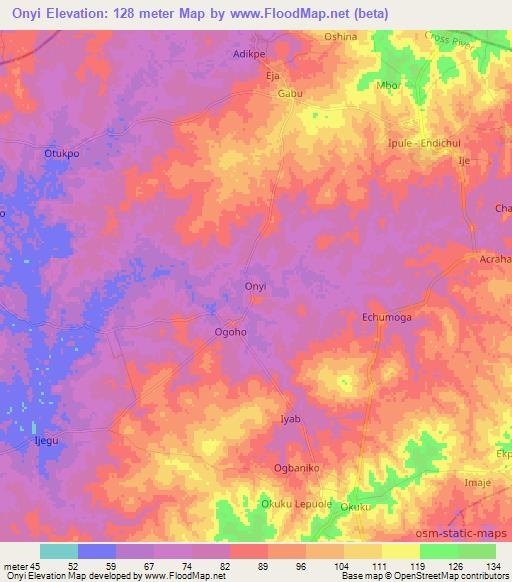 Onyi,Nigeria Elevation Map