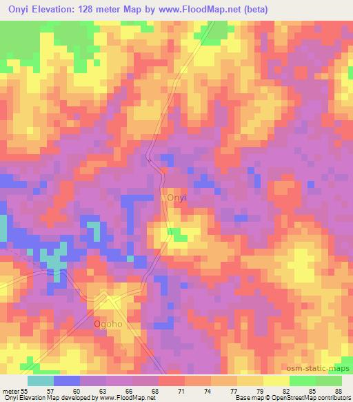 Onyi,Nigeria Elevation Map