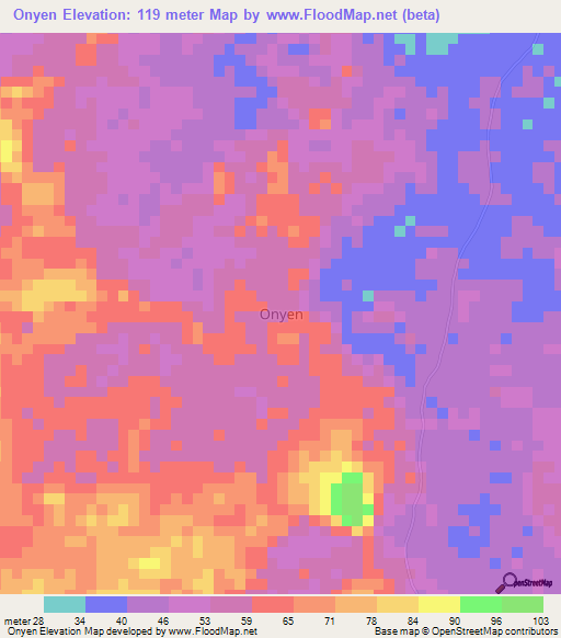 Onyen,Nigeria Elevation Map