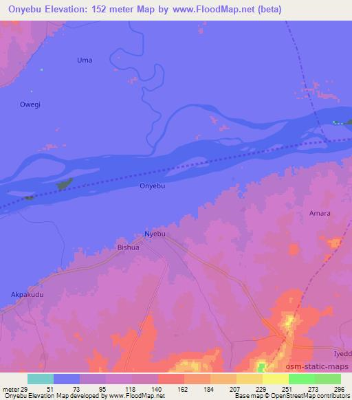 Onyebu,Nigeria Elevation Map