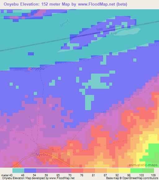 Onyebu,Nigeria Elevation Map