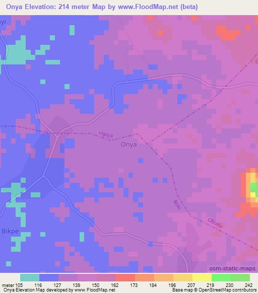 Onya,Nigeria Elevation Map