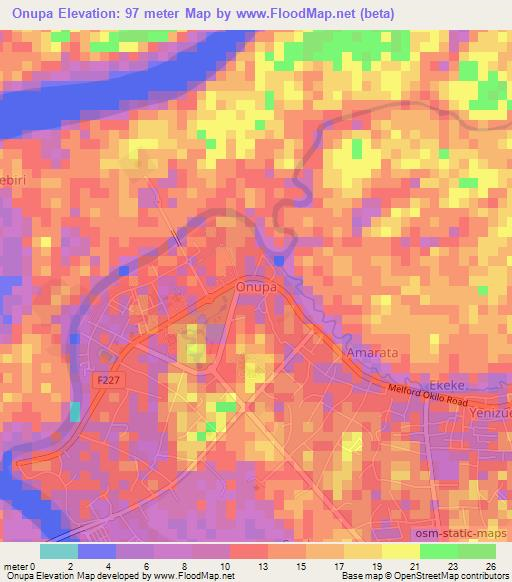 Onupa,Nigeria Elevation Map