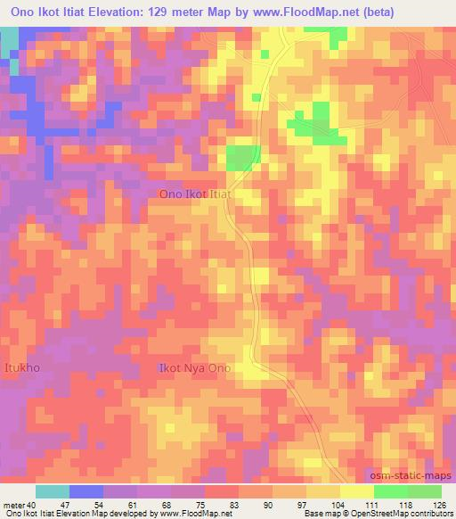 Ono Ikot Itiat,Nigeria Elevation Map