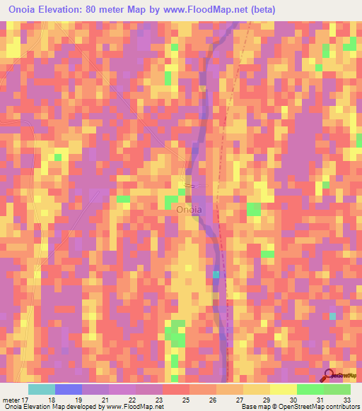 Onoia,Nigeria Elevation Map