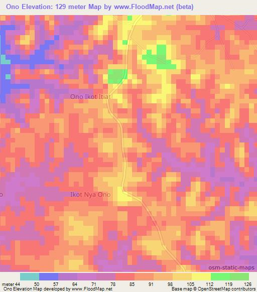 Ono,Nigeria Elevation Map