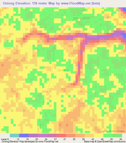 Oniong,Nigeria Elevation Map