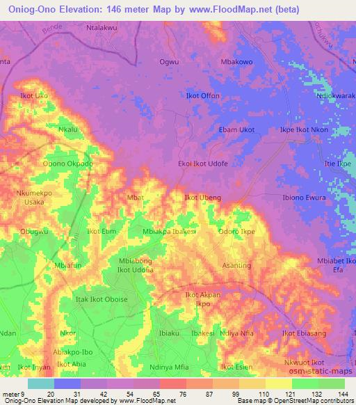 Oniog-Ono,Nigeria Elevation Map