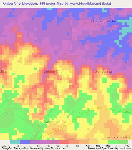 Oniog-Ono,Nigeria Elevation Map