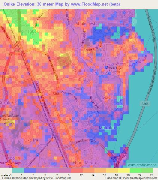 Onike,Nigeria Elevation Map