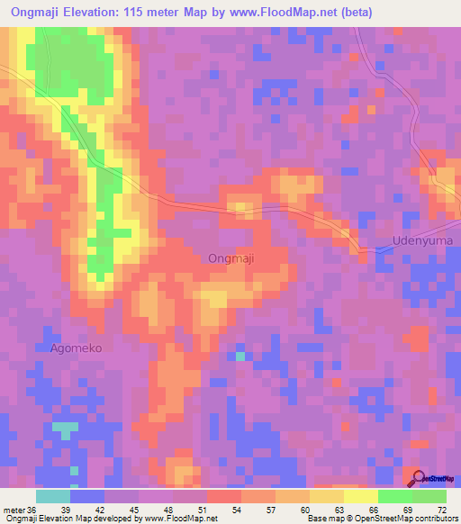 Ongmaji,Nigeria Elevation Map