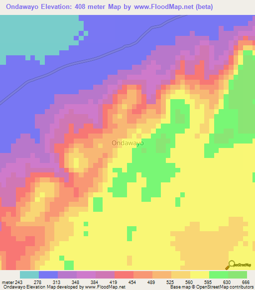 Ondawayo,Nigeria Elevation Map