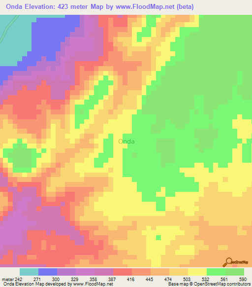 Onda,Nigeria Elevation Map