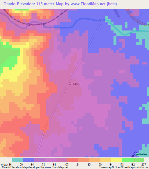 Onado,Nigeria Elevation Map